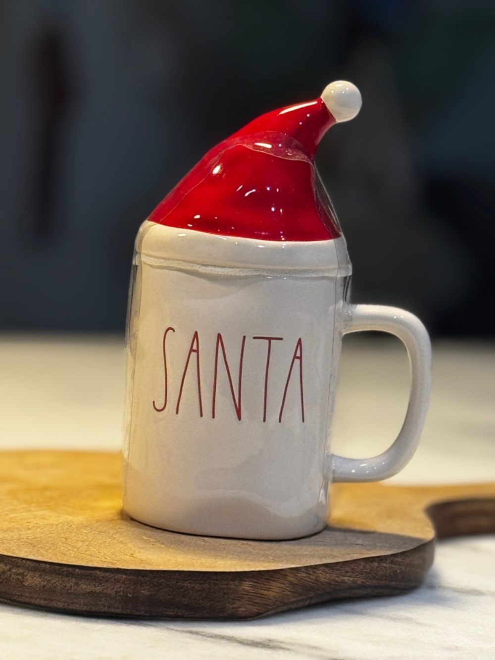 New Rae Dunn "SANTA" White Figural Coffee Mug